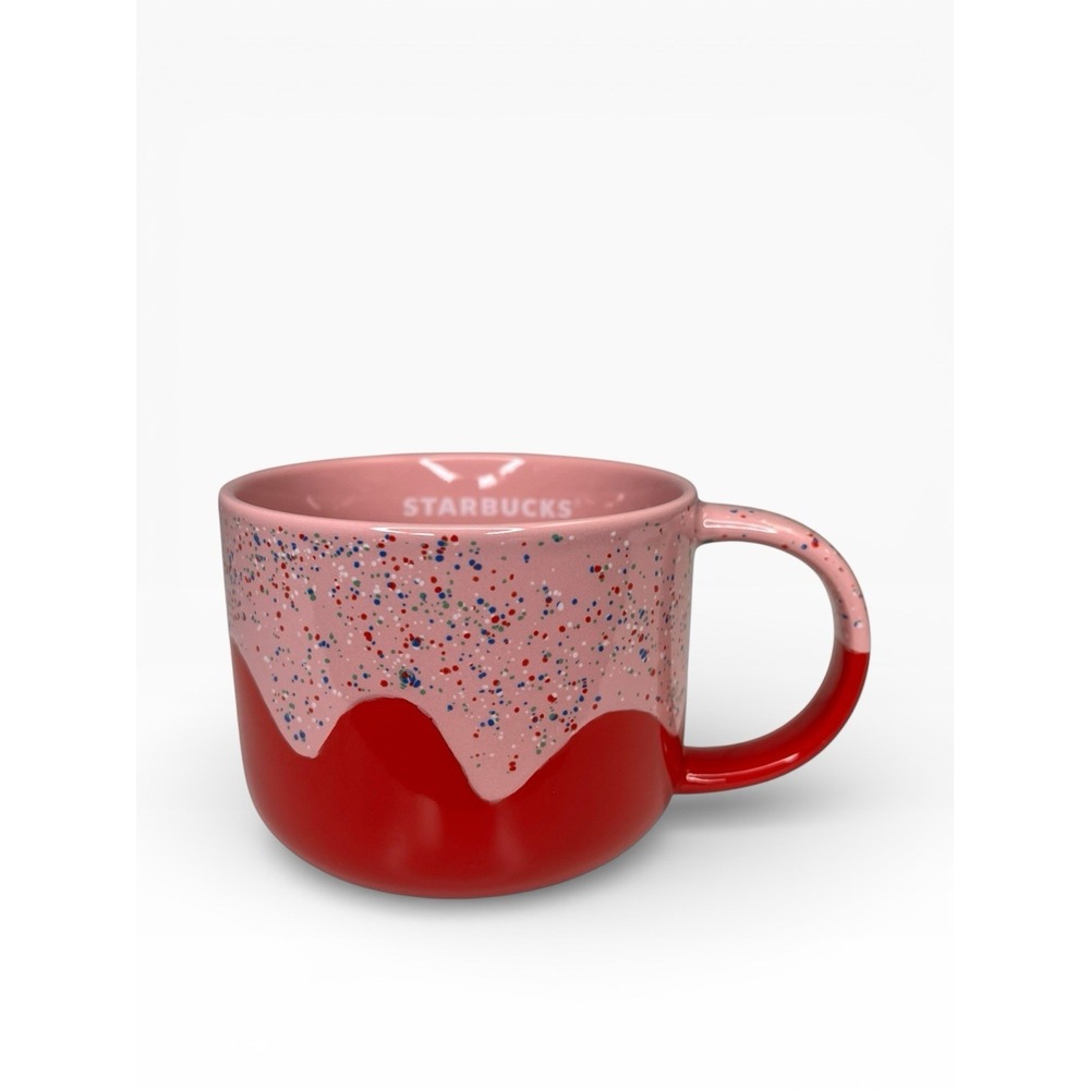 Starbucks Coffee Tea Mug Cup 14 oz 2024 Christmas Red & Pink Icing Sprinkles
